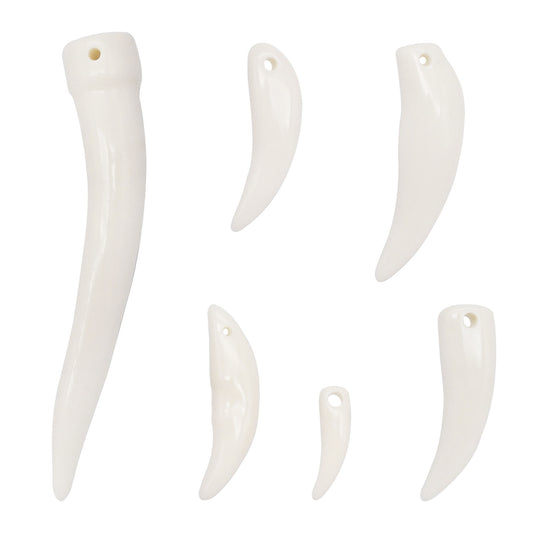 Resin Wolf Teeth Charms White Animal Fangs Pendants for Necklace Bracelet Making Jewelry Supplies Crafts Decoration
