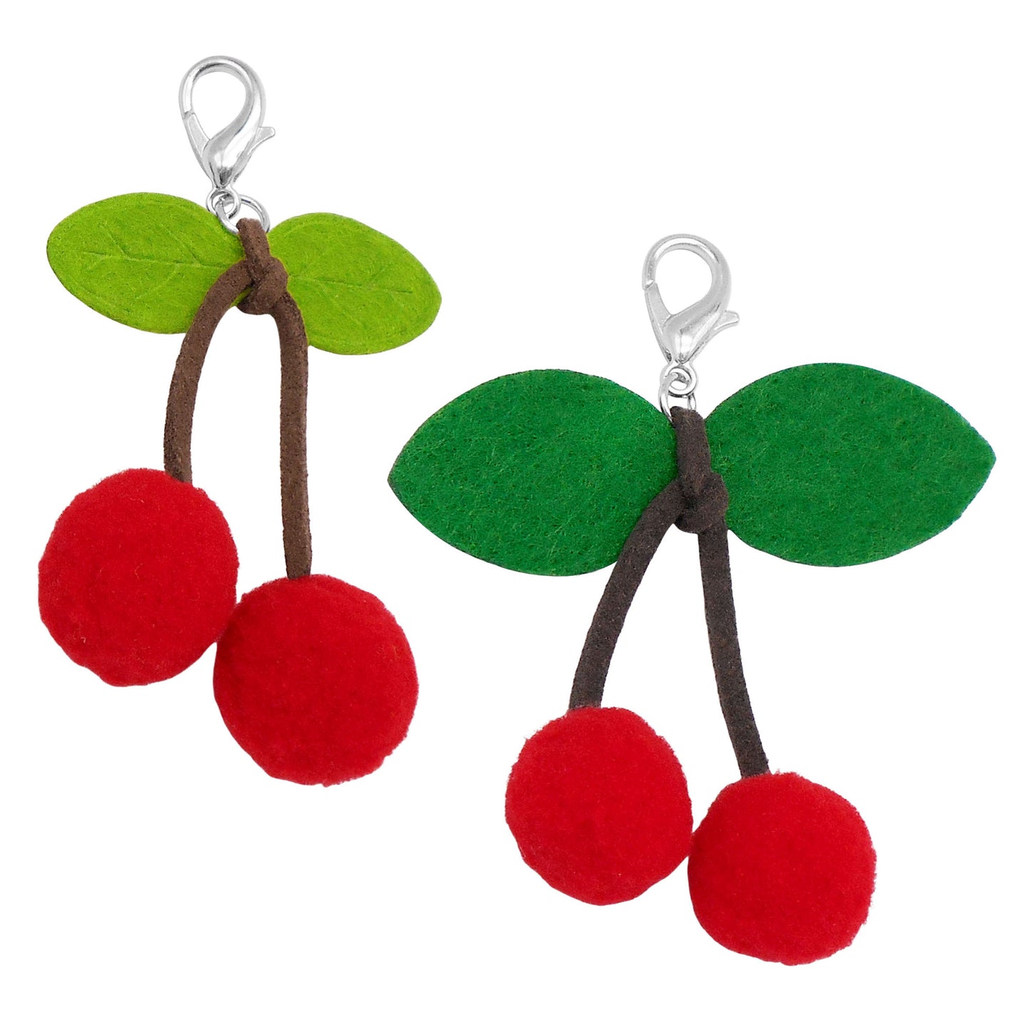 2pcs Fabric Cherry Pendants with Lobster Clasps 3D Fruit Shoe Charms Jewelry Making Supplies Clothes Bags Hanging Decor