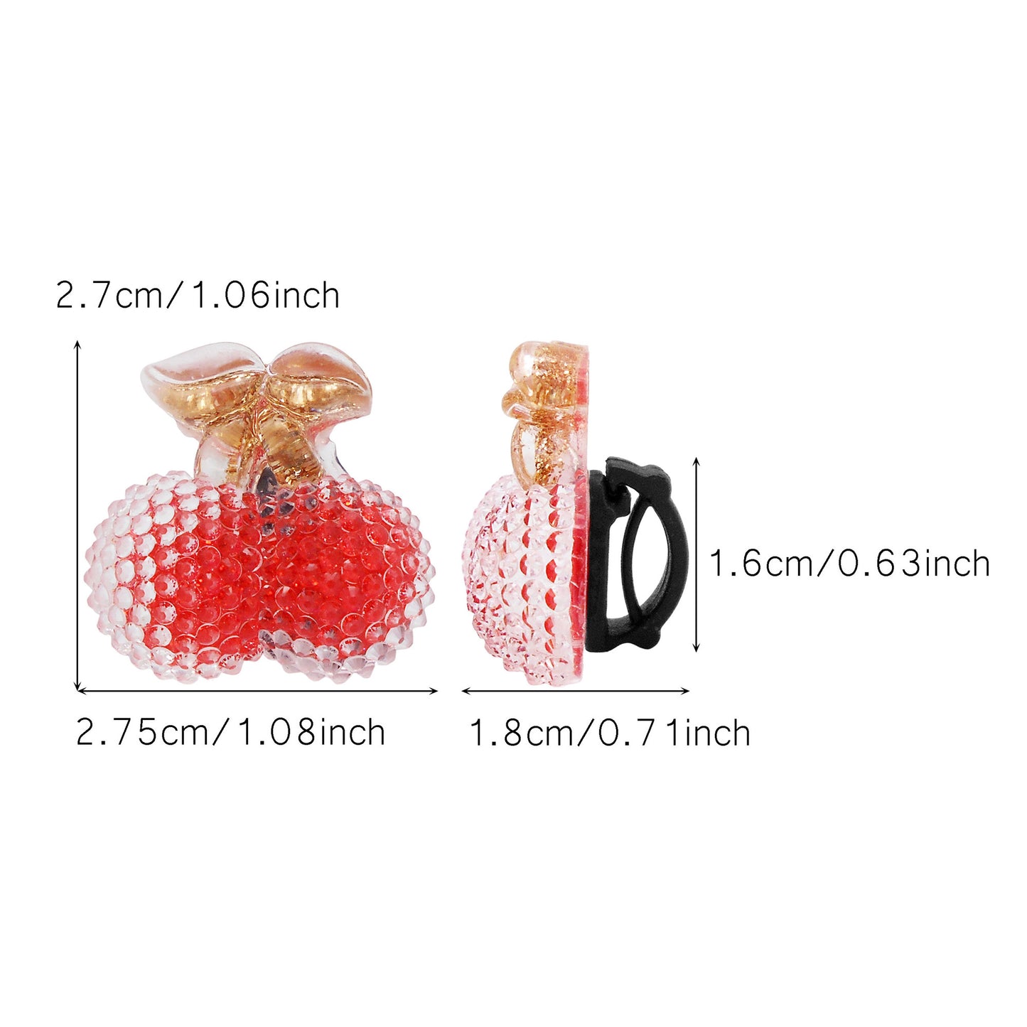 10pcs Sparkling Flat Back Cherry Shoe Charms 3D Resin Fruit Embellished Shoelace Clips Cute Shoe Buckles for Footwear Decor Personality Decoration