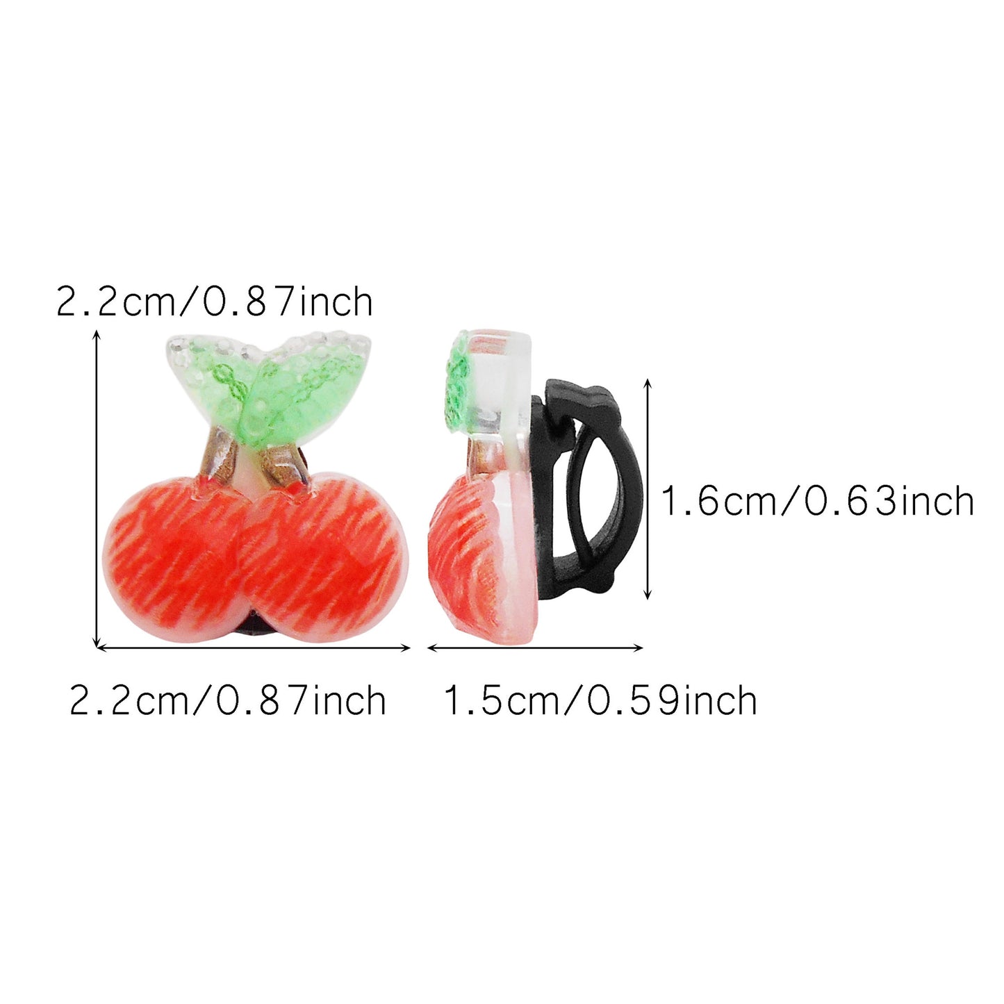 10pcs Sparkling Flat Back Cherry Shoe Charms 3D Resin Fruit Embellished Shoelace Clips Cute Shoe Buckles for Footwear Decor Personality Decoration