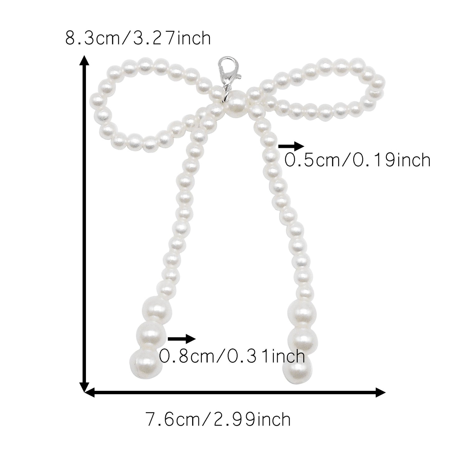 4pcs Handmade Imitation Pearl Bowknot Pendant with Lobster Clasp Shoe Charms Shoelace Clips Keychain Dangle Jewelry Making Accessories DIY Crafts Decor