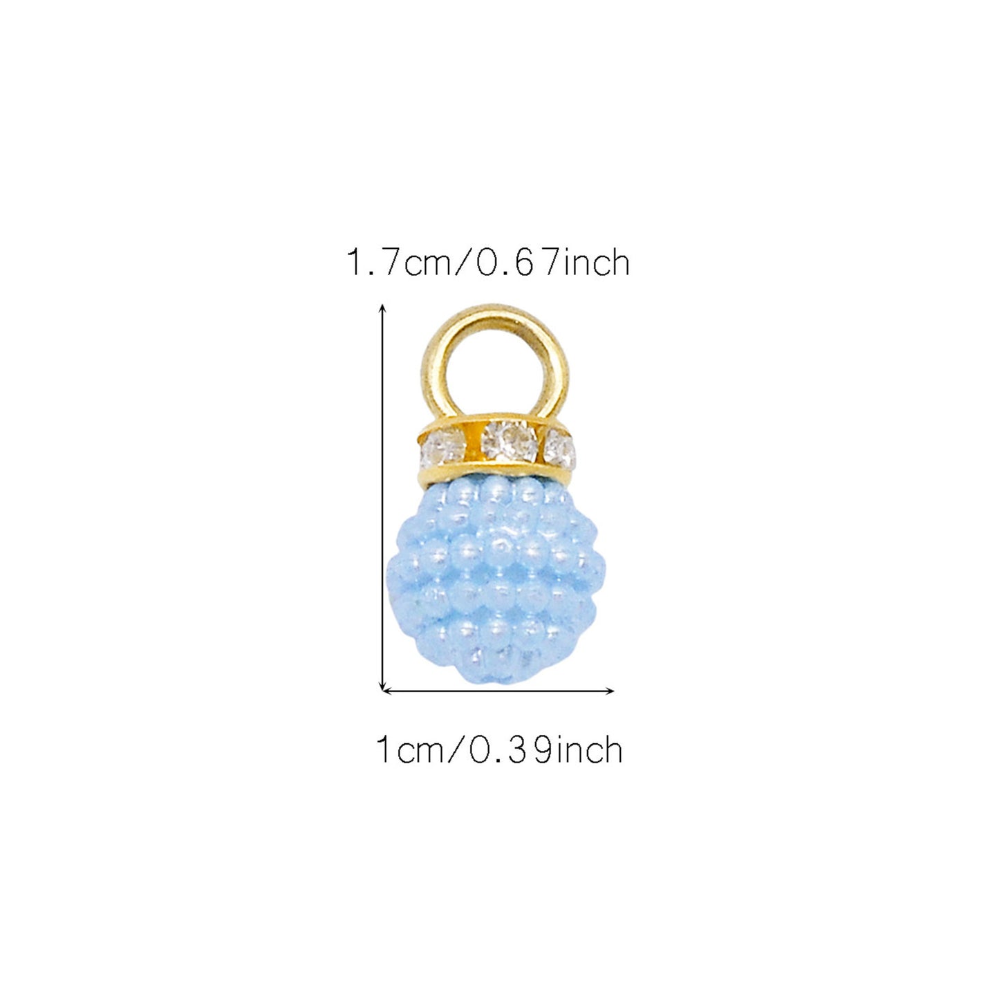 40pcs 17*10mm Faux Pearl Bayberry Shaped Plastic Charms with Crystal Rhinestones Round & Bubblegum Ball Pendants for Jewelry Necklace Bracelet Earring Making Accessories DIY Crafts Decor
