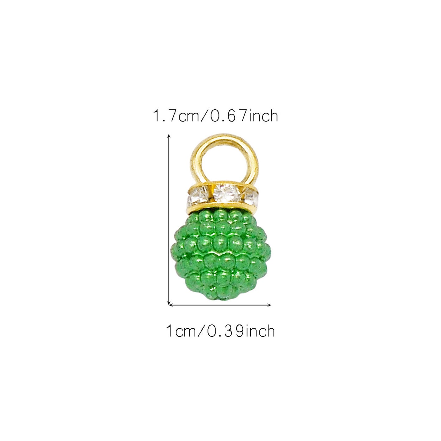40pcs 17*10mm Faux Pearl Bayberry Shaped Plastic Charms with Crystal Rhinestones Round & Bubblegum Ball Pendants for Jewelry Necklace Bracelet Earring Making Accessories DIY Crafts Decor