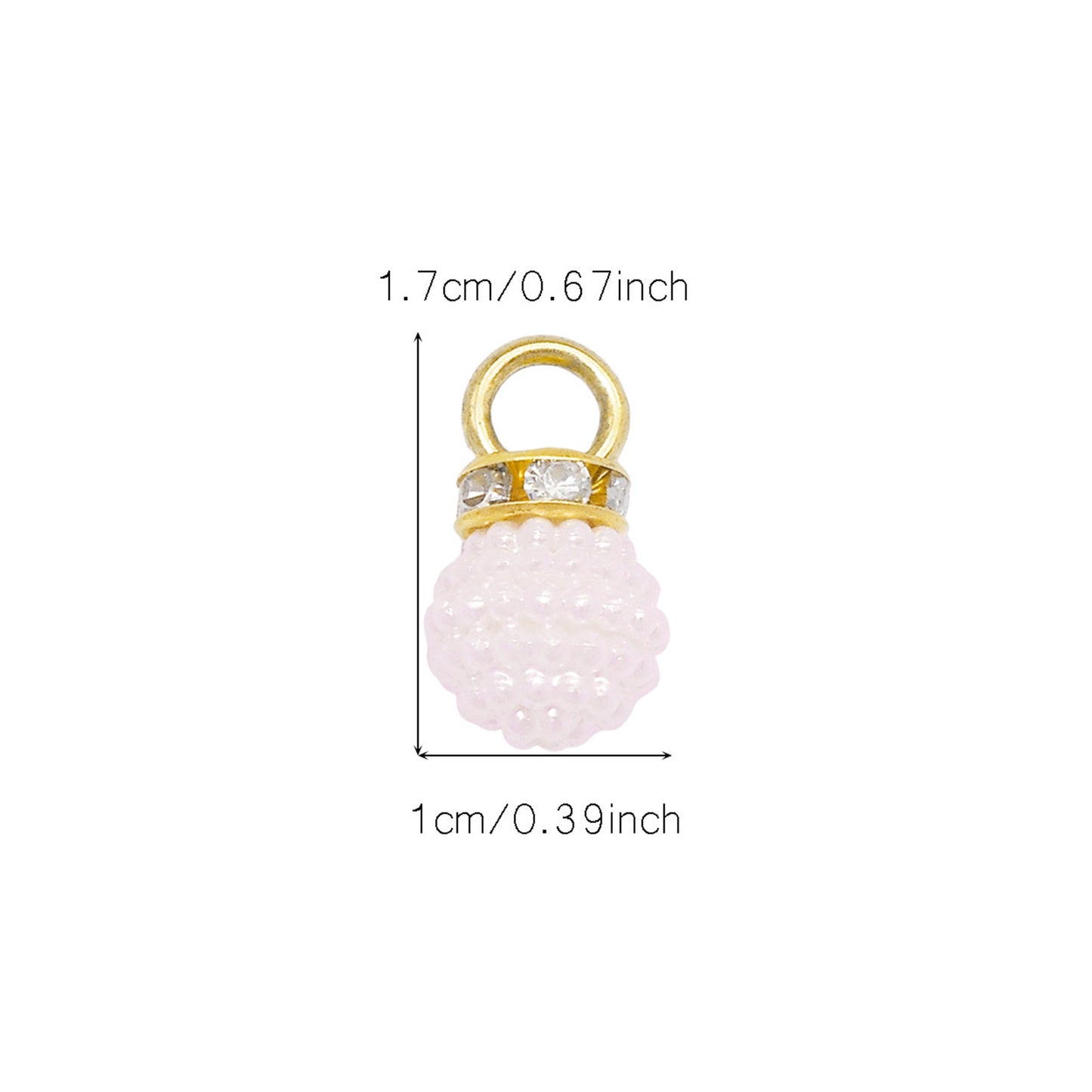 40pcs 17*10mm Faux Pearl Bayberry Shaped Plastic Charms with Crystal Rhinestones Round & Bubblegum Ball Pendants for Jewelry Necklace Bracelet Earring Making Accessories DIY Crafts Decor