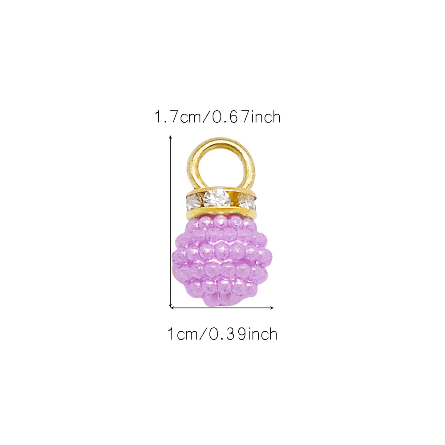 40pcs 17*10mm Faux Pearl Bayberry Shaped Plastic Charms with Crystal Rhinestones Round & Bubblegum Ball Pendants for Jewelry Necklace Bracelet Earring Making Accessories DIY Crafts Decor