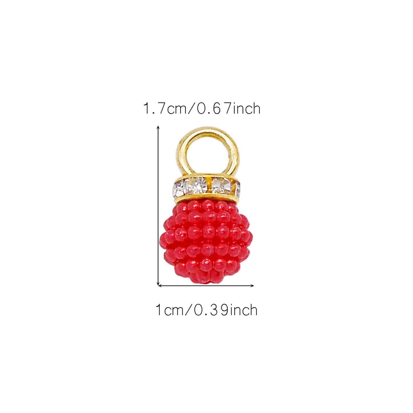 40pcs 17*10mm Faux Pearl Bayberry Shaped Plastic Charms with Crystal Rhinestones Round & Bubblegum Ball Pendants for Jewelry Necklace Bracelet Earring Making Accessories DIY Crafts Decor