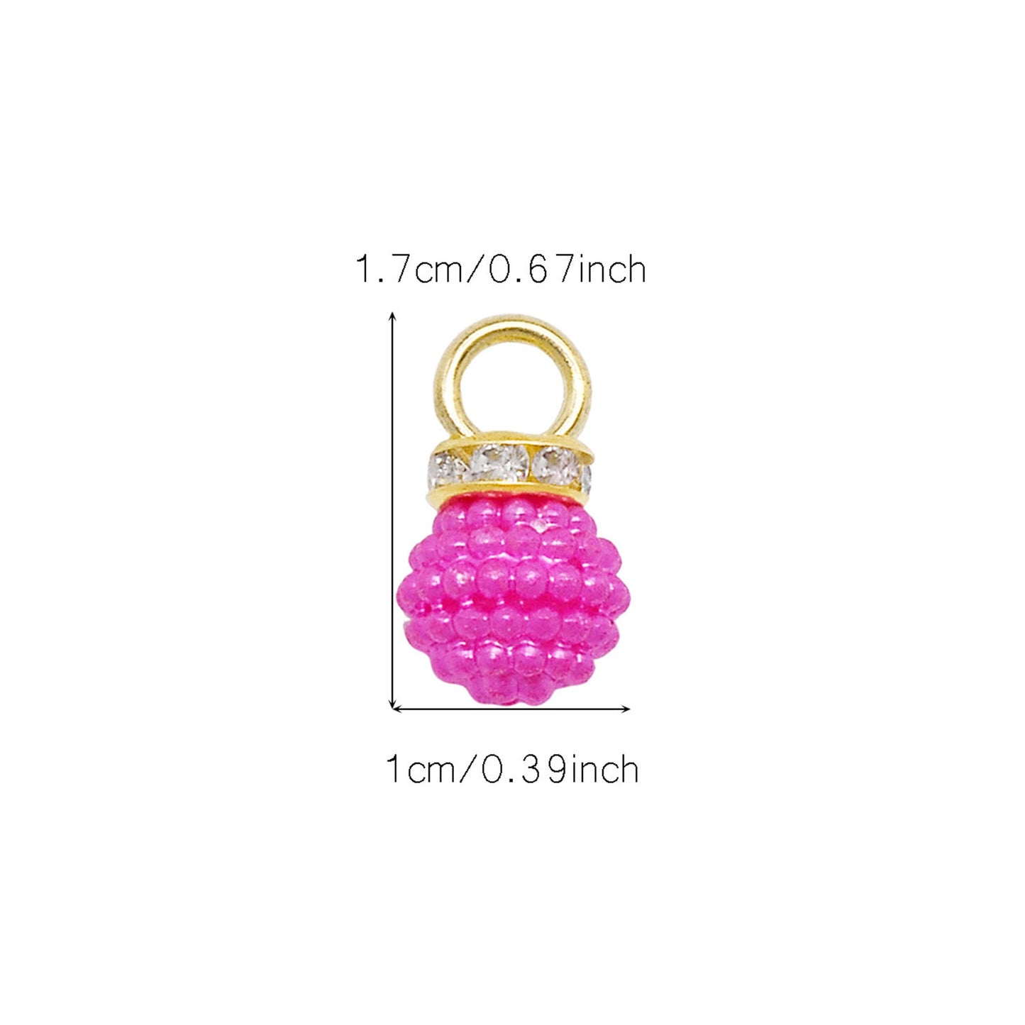 40pcs 17*10mm Faux Pearl Bayberry Shaped Plastic Charms with Crystal Rhinestones Round & Bubblegum Ball Pendants for Jewelry Necklace Bracelet Earring Making Accessories DIY Crafts Decor