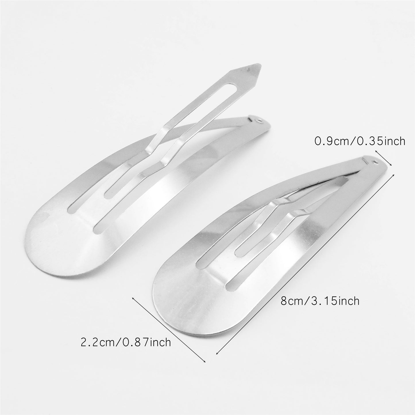 20pcs 80*22mm Silver Color Teardrop Shaped Hairpin Iron Snap Hair Clip for Women Hair Accessories, Large Hair Barrette Clip Hair Styling Tool for Salon & Daily Use