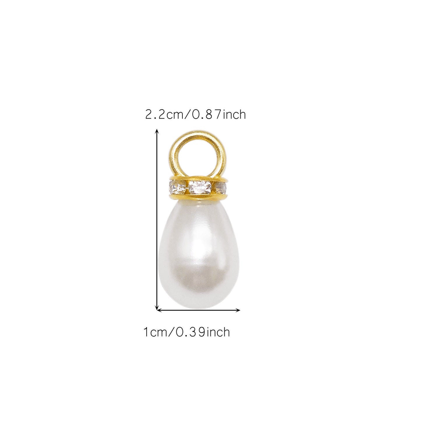 20pcs 10*22mm White&Red Teardrop Shaped Charms Faux Pearl Pendants with Crystal Rhinestones ABS Plastic Jewelry Accessories for Necklace Bracelet Earring Making Crafts Bag Purse Keychain Decor