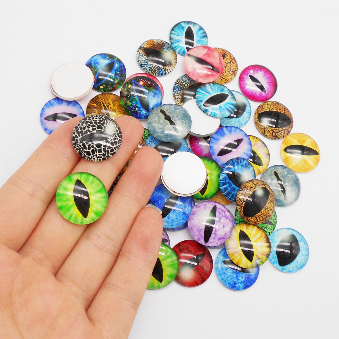 20Pcs 10 Pairs Luminous Dragon Eye Cat Eye 16mm 18mm 20mm Handmade Photo Glass Cabochons Dome Flat Back Animal Safety Eyes DIY Doll Toy Jewelry Making Accessories
