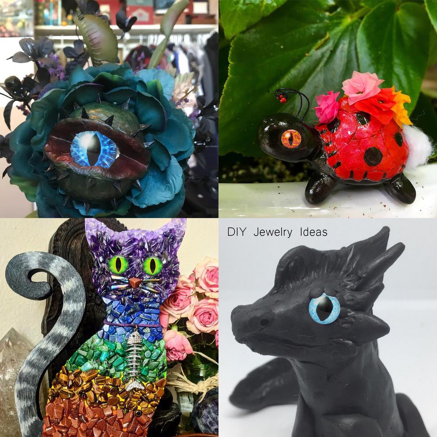 5 or 15 Pairs Glass Animal Eyes Glow in Dark Dragon Eye 12mm 25mm 30mm Flat Back Scrapbook Cabochons Vertical Pupil Luminous Cat Lizard Frog Eyes DIY Making Accessories