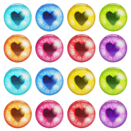 Heart Pupil Glass Dragon Eyes Luminous Animal Toy Eyes 6mm to 30mm Handmade Love Heart Photo Cabochons Dome Glow in Dark Cat Doll Eyes Flat Back DIY Jewelry Toy Doll Making Accessories