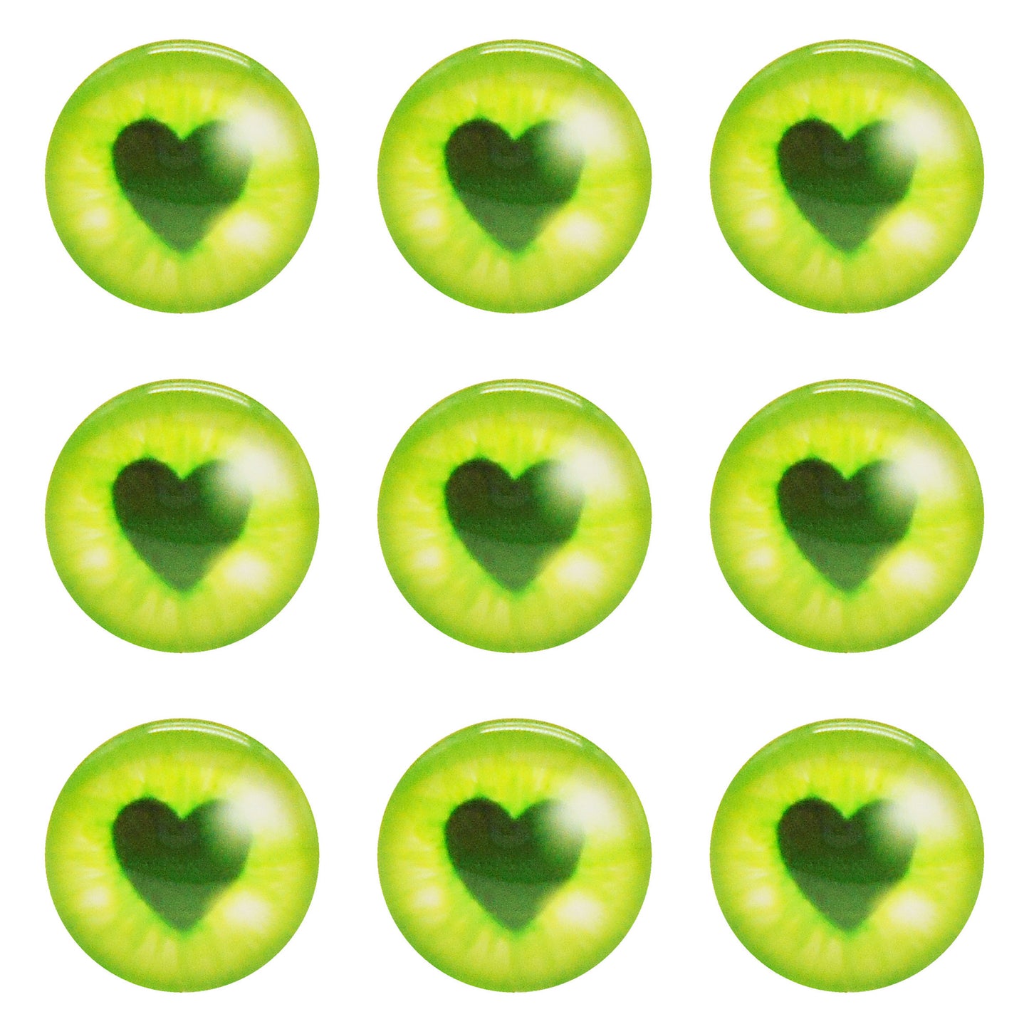 10 or 15 Pairs Heart & Round Pupil Animal Toy Eyes Luminous Glass Dragon Eyes Dome Scrapbook Cabochons DIY Making Accessories 12/16/18/20mm