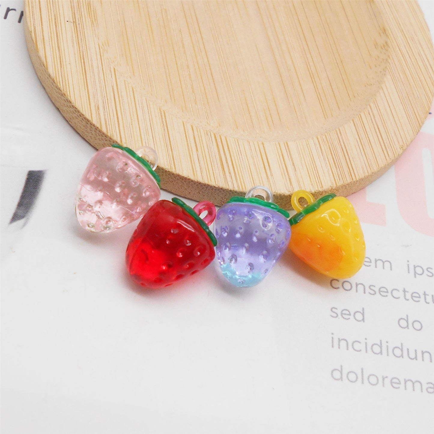 12PCS 18x13.5mm Resin Strawberry Charms 3D Fruit Pendants for Jewelry Making Accessories DIY Crafts Necklace Bracelet Earrings Decor