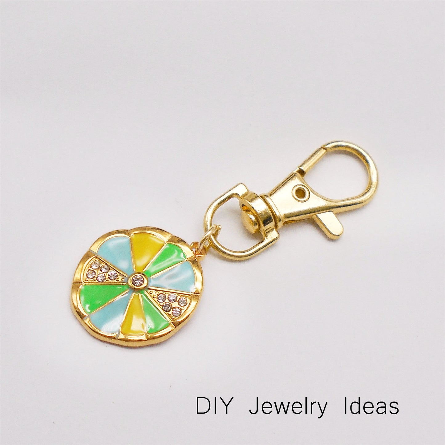 1 Piece 24x20mm Gold Bezel Frame Lemon Slice Charms Crystal Rhinestone Embellished Enamel Citrus Pendants Stainless Steel Accessories for Jewelry Making DIY Crafts Decor