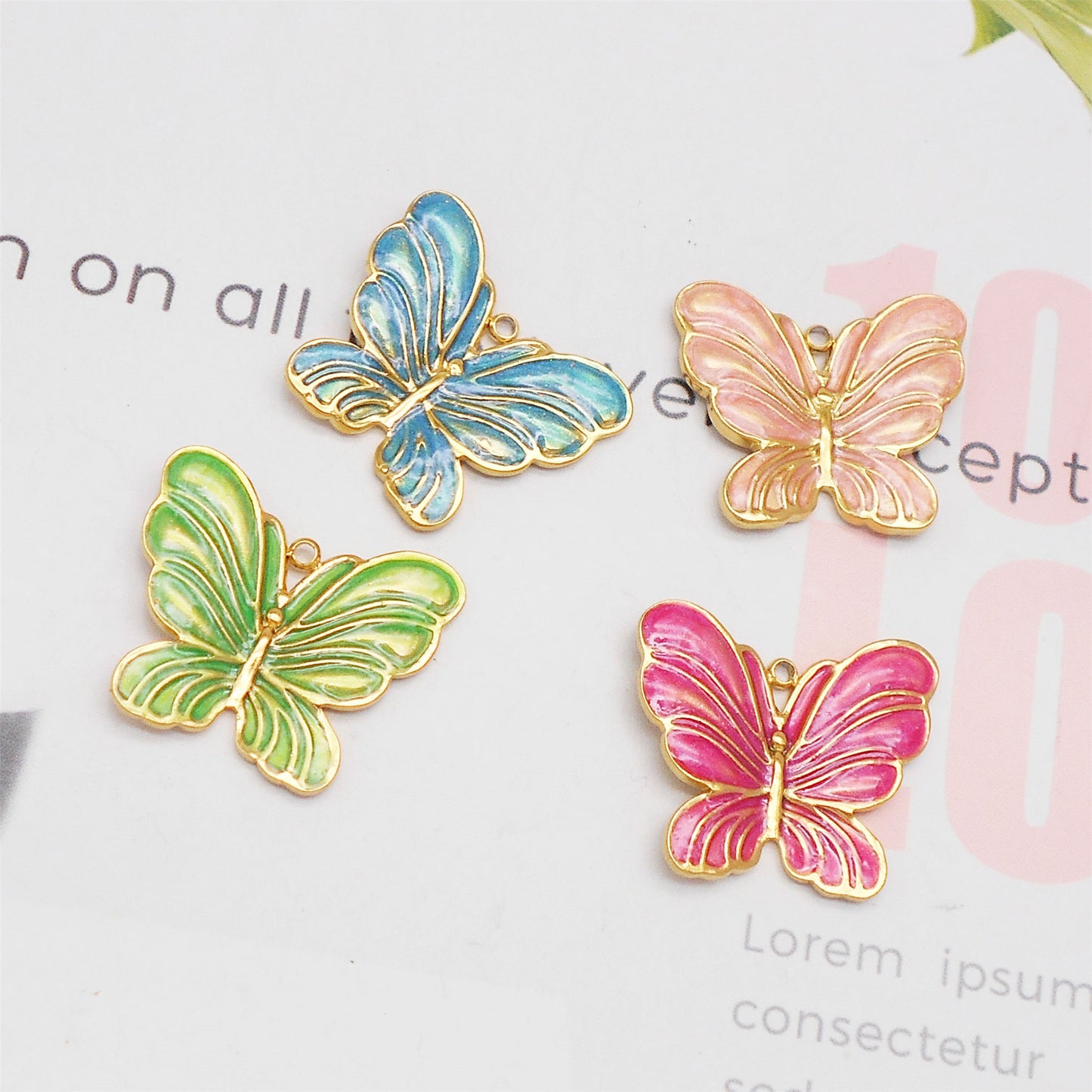 1 Piece 20.5x24mm High-Gloss Enamel Finish Butterfly Pendant Stainless Steel Insect Butterfly Charms for Jewelry Making Supplies DIY Crafts Decor