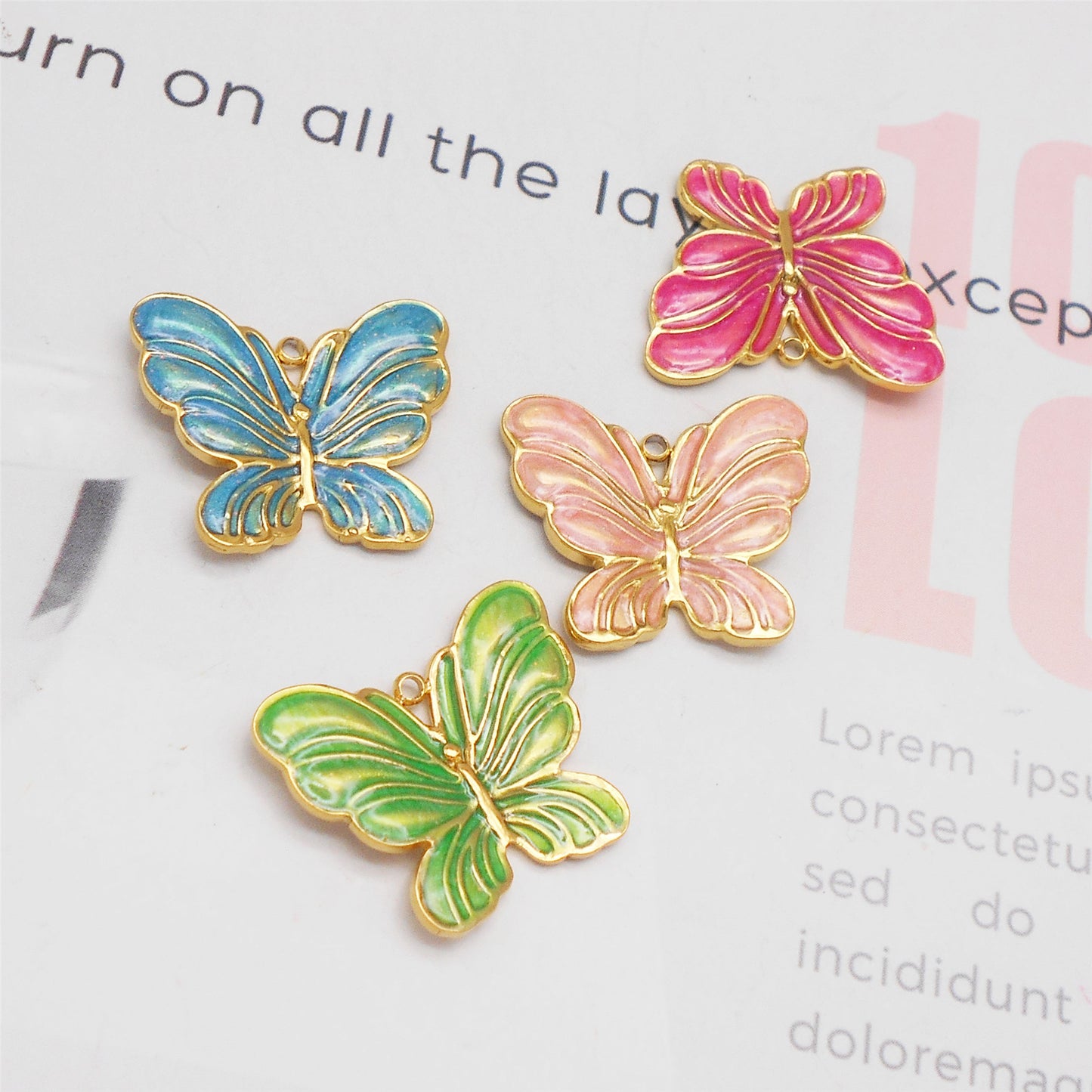 1 Piece 20.5x24mm High-Gloss Enamel Finish Butterfly Pendant Stainless Steel Insect Butterfly Charms for Jewelry Making Supplies DIY Crafts Decor