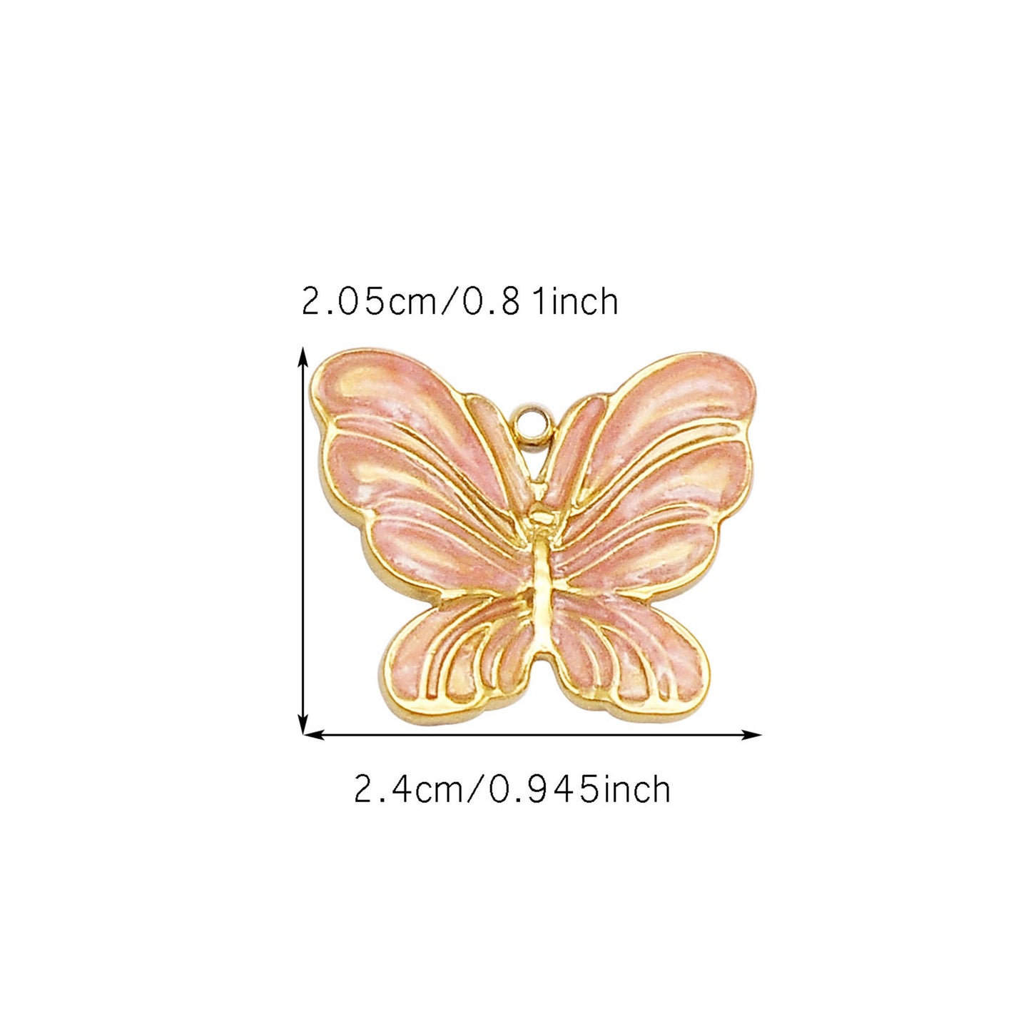 1 Piece 20.5x24mm High-Gloss Enamel Finish Butterfly Pendant Stainless Steel Insect Butterfly Charms for Jewelry Making Supplies DIY Crafts Decor