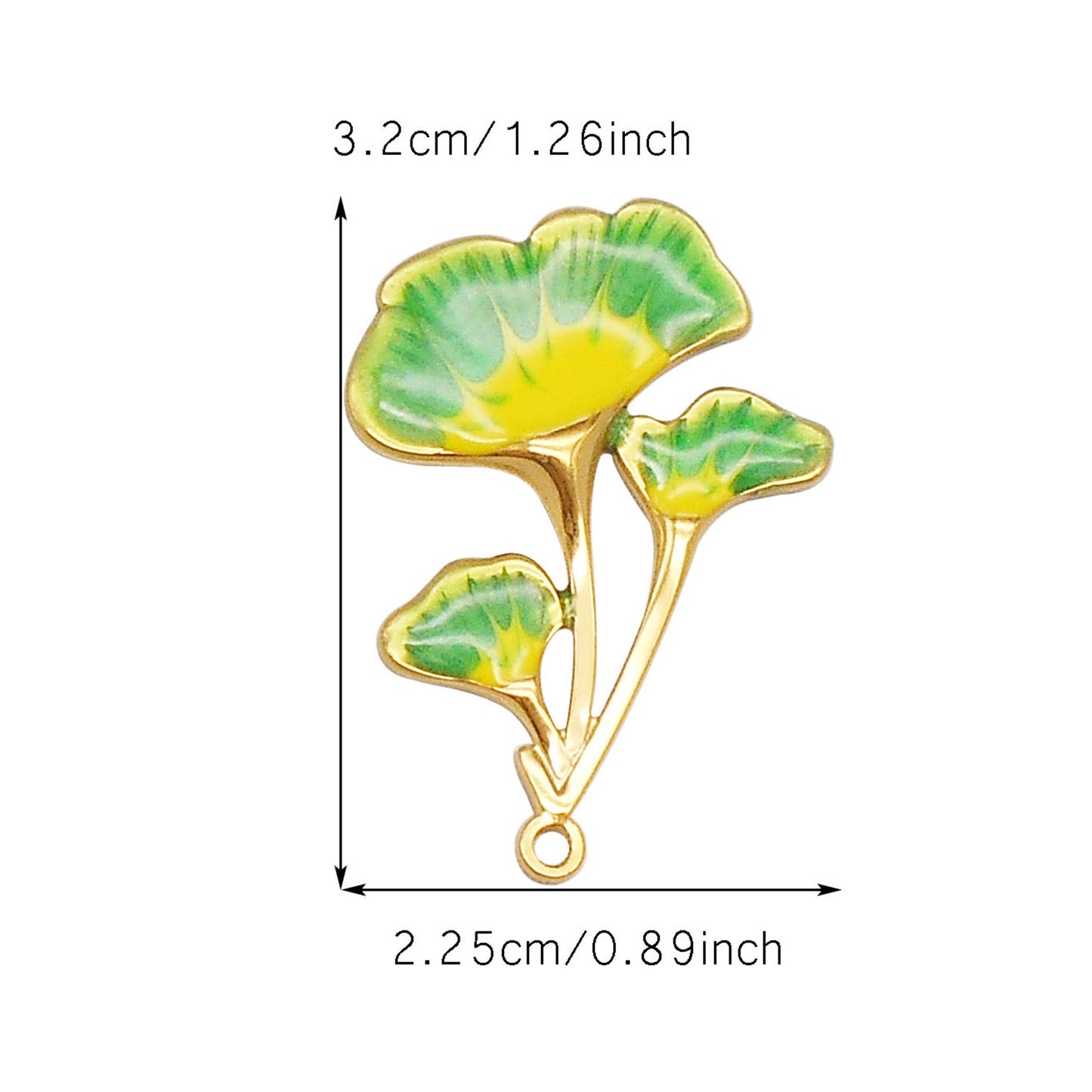 1 Piece 32x22.5mm Smooth Stainless Steel Ginkgo Fan Leaf Charms Enamel Ginkgo Pendants for DIY Necklace Bracelet Earring Making Accessories Keychain Keyring Decor