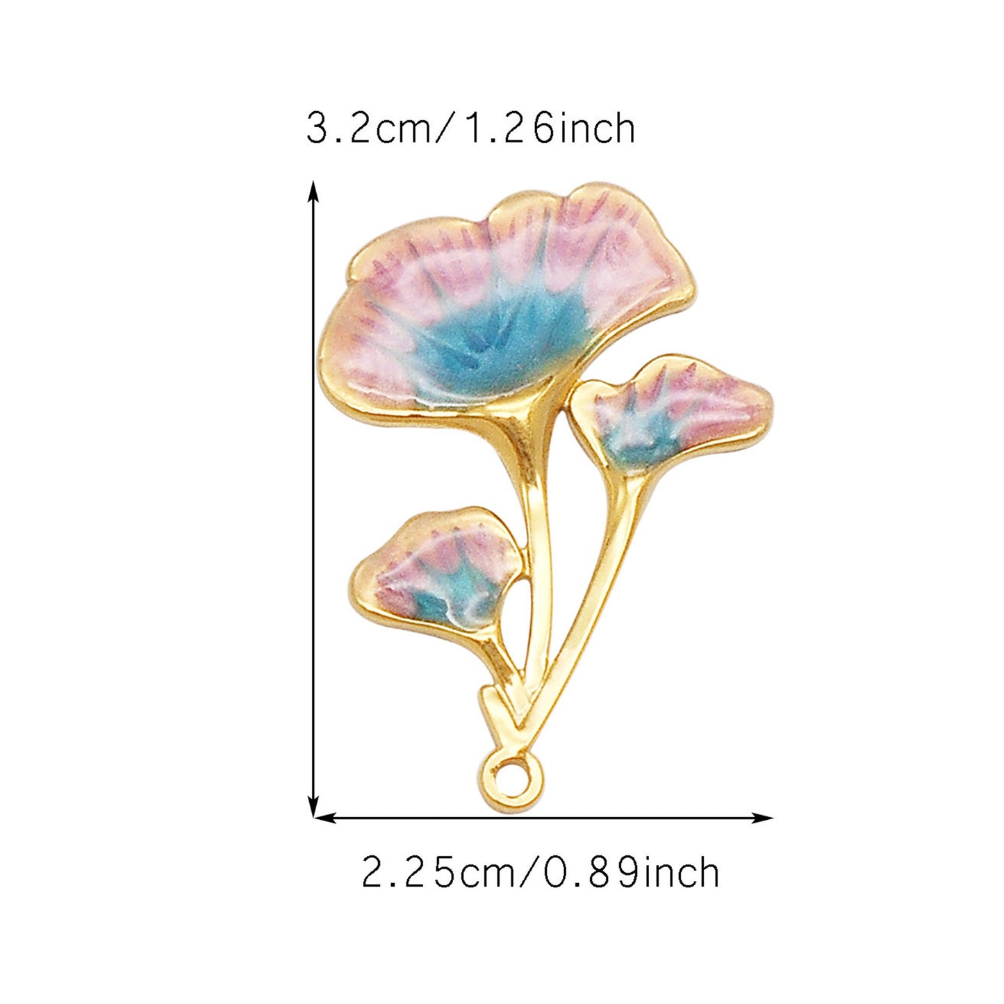 1 Piece 32x22.5mm Smooth Stainless Steel Ginkgo Fan Leaf Charms Enamel Ginkgo Pendants for DIY Necklace Bracelet Earring Making Accessories Keychain Keyring Decor