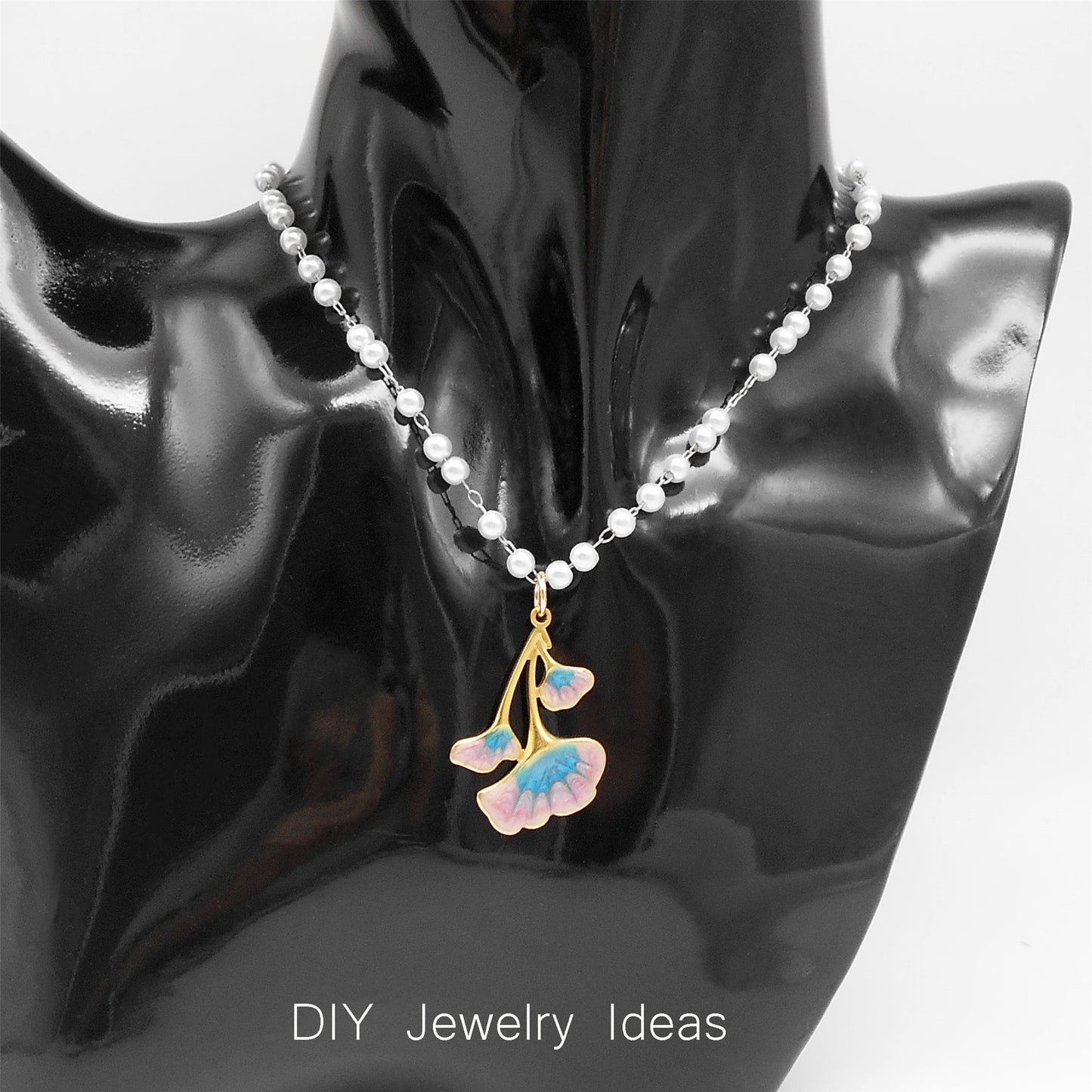 1 Piece 32x22.5mm Smooth Stainless Steel Ginkgo Fan Leaf Charms Enamel Ginkgo Pendants for DIY Necklace Bracelet Earring Making Accessories Keychain Keyring Decor