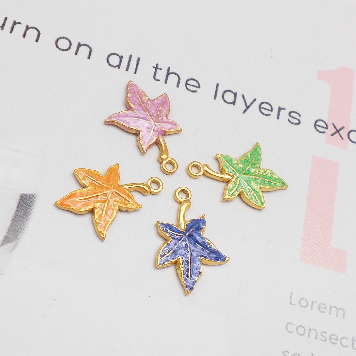 1 Piece 22x15mm Stainless Steel Maple Leaf Charms Enamel Irregular Leaf Pendant DIY Jewelry Making Accessories Art Crafts Decor Keychain Keyring Decoration