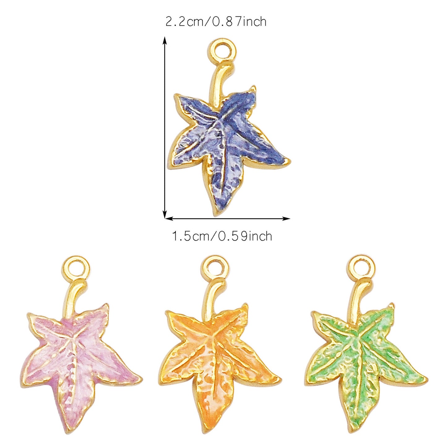 1 Piece 22x15mm Stainless Steel Maple Leaf Charms Enamel Irregular Leaf Pendant DIY Jewelry Making Accessories Art Crafts Decor Keychain Keyring Decoration
