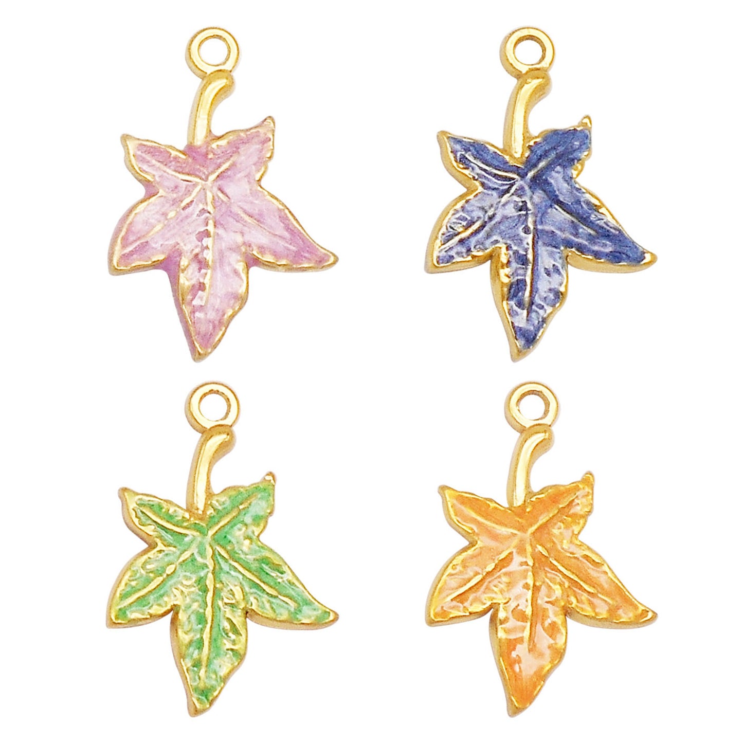 1 Piece 22x15mm Stainless Steel Maple Leaf Charms Enamel Irregular Leaf Pendant DIY Jewelry Making Accessories Art Crafts Decor Keychain Keyring Decoration