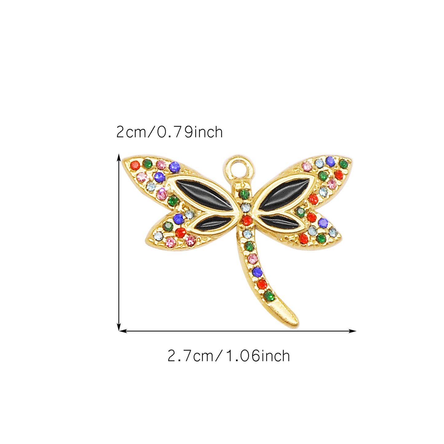 1 Piece 20x27mm Delicate Crystal Rhinestone Dragonfly Charms Enamel Stainless Steel Dragonfly Insect Pendants Sparkling Jewelry Crafts for Necklace Bracelet Earrings Making