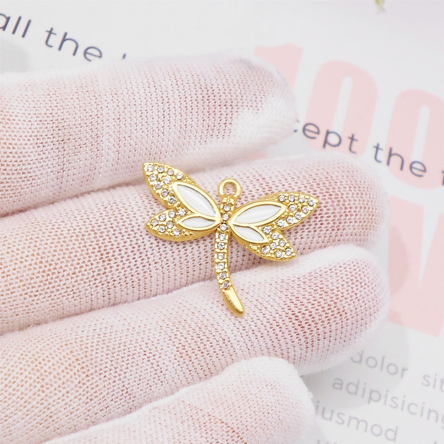 1 Piece 20x27mm Delicate Crystal Rhinestone Dragonfly Charms Enamel Stainless Steel Dragonfly Insect Pendants Sparkling Jewelry Crafts for Necklace Bracelet Earrings Making