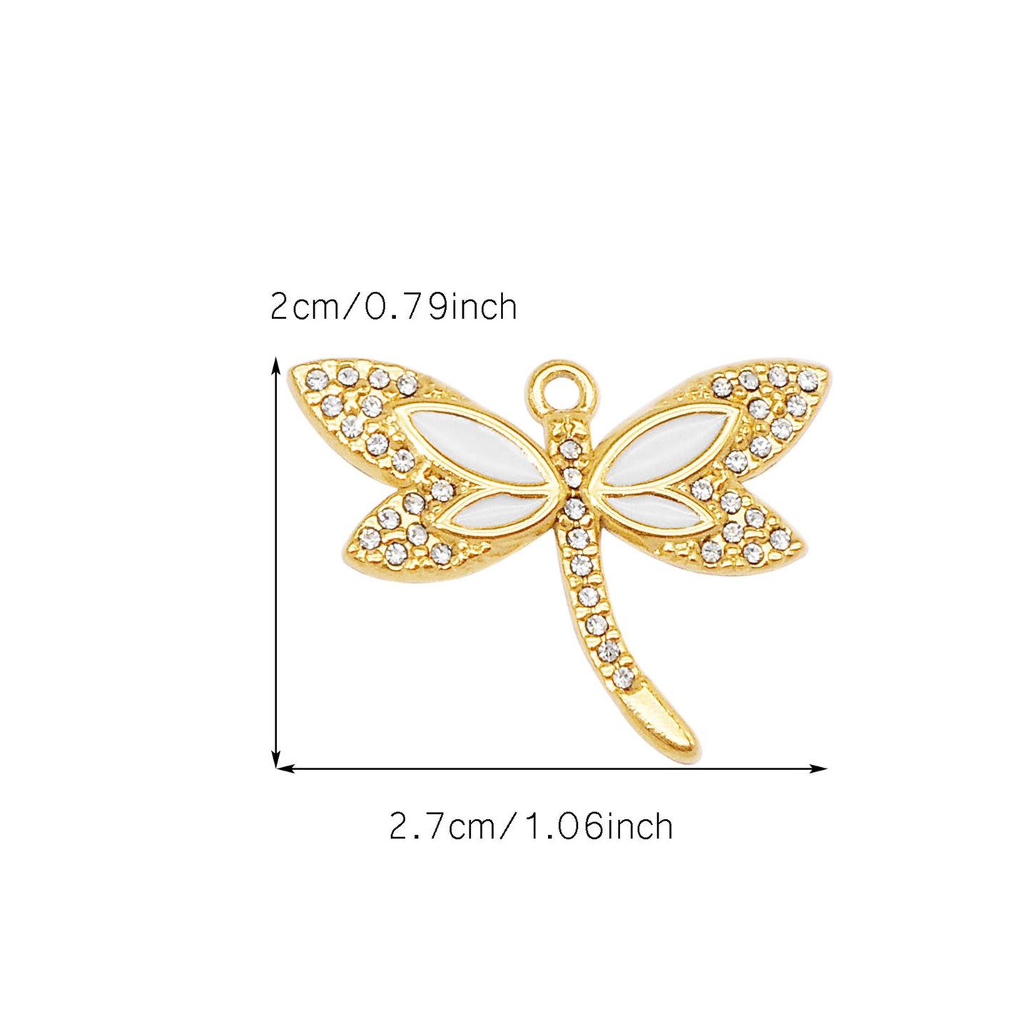 1 Piece 20x27mm Delicate Crystal Rhinestone Dragonfly Charms Enamel Stainless Steel Dragonfly Insect Pendants Sparkling Jewelry Crafts for Necklace Bracelet Earrings Making