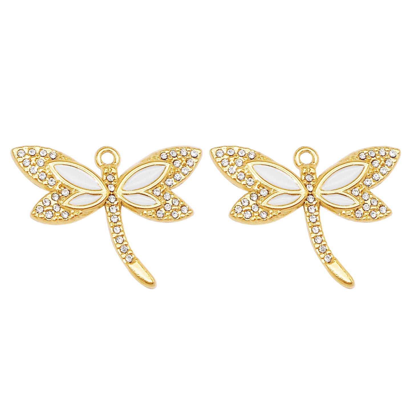 1 Piece 20x27mm Delicate Crystal Rhinestone Dragonfly Charms Enamel Stainless Steel Dragonfly Insect Pendants Sparkling Jewelry Crafts for Necklace Bracelet Earrings Making