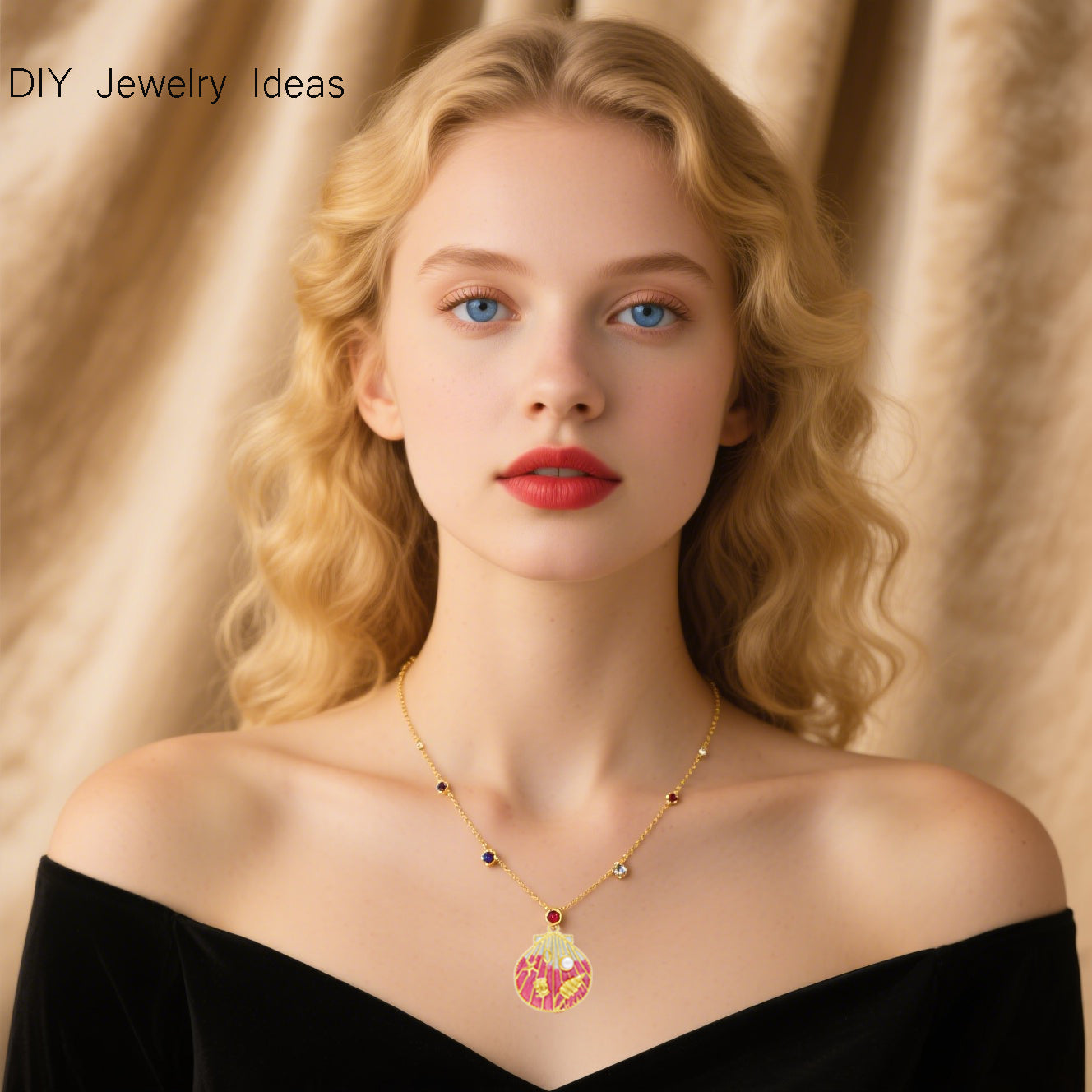 1 Piece Golden Outline Enamel Striped Sea Shell Charm with Plastic Pearl & Marine Life Decoration 29x22.5mm Stainless Steel Round Shell Pendant DIY Making Accessories for Jewelry Necklace Crafts Decor