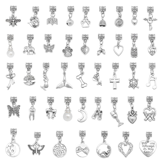 Multi-Style Retro Silver Pendant Marine Animal Heart Design Charm Bead Alloy DIY Necklace Bracelet Making Accessory Phone Chain Key Chain Decor Supplies