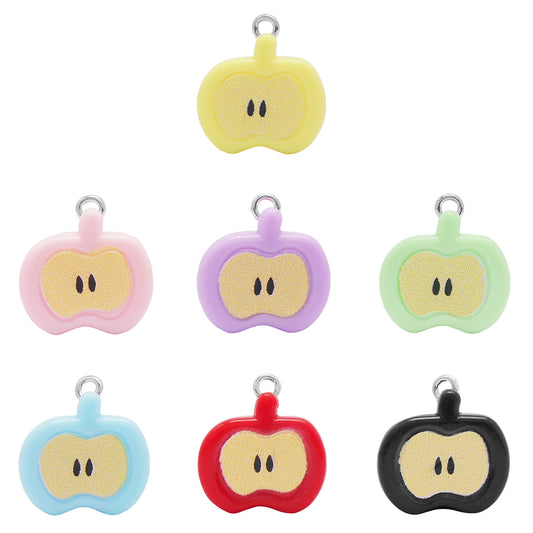 10pcs Resin 3D Apple Charms Fruit Apple Core Enamel Pendant DIY Crafts Making Supplies Jewelry Necklace Bracelet Earrings Pendant Accessory 18.5x17.5mm