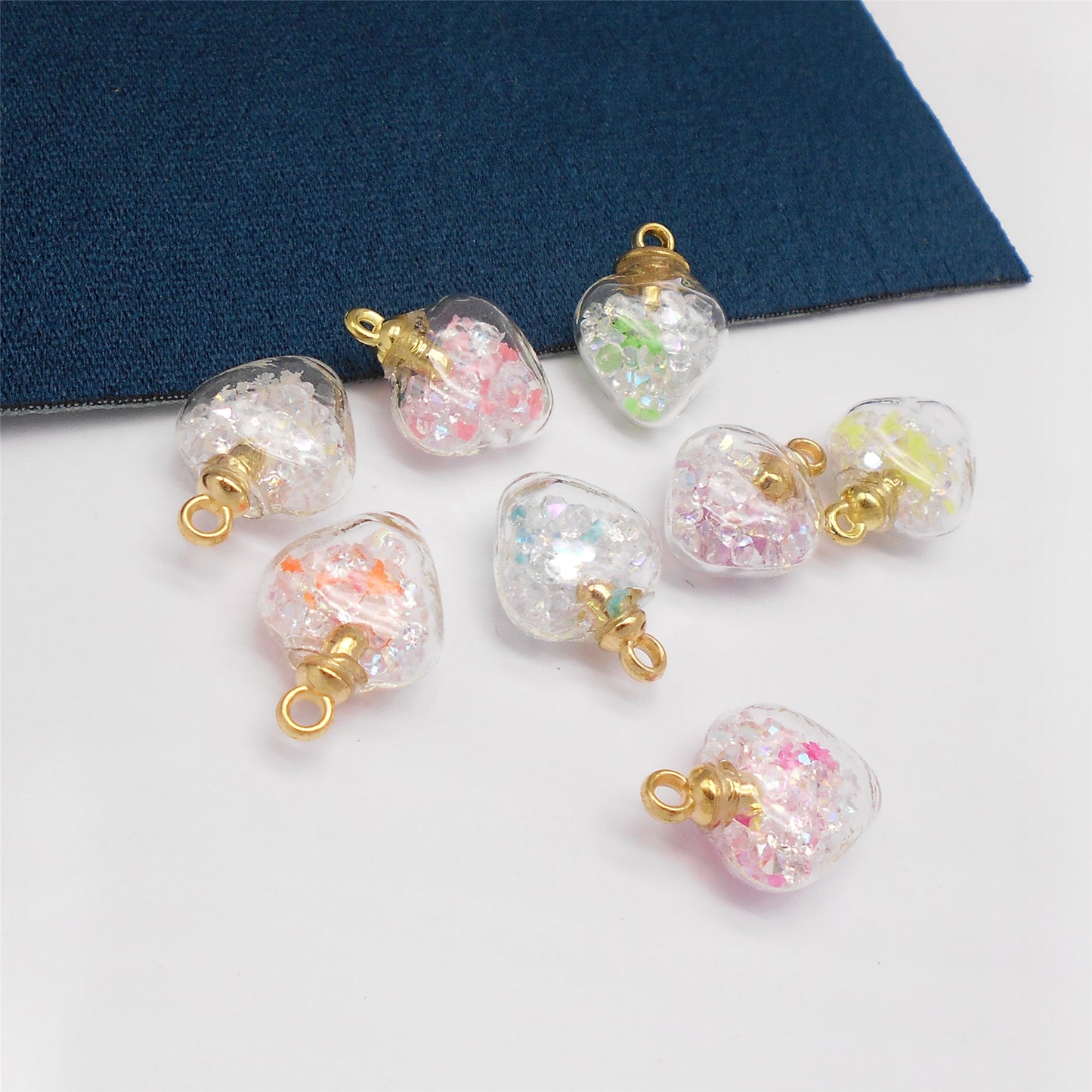 10pcs Clear Crystal Glass Charm 21x15mm Heart Design Pendant DIY Necklace Bracelet Making Accessory Crafts Phone Chain Key Chain Decor