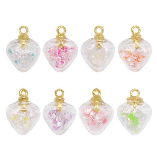 10pcs Clear Crystal Glass Charm 21x15mm Heart Design Pendant DIY Necklace Bracelet Making Accessory Crafts Phone Chain Key Chain Decor