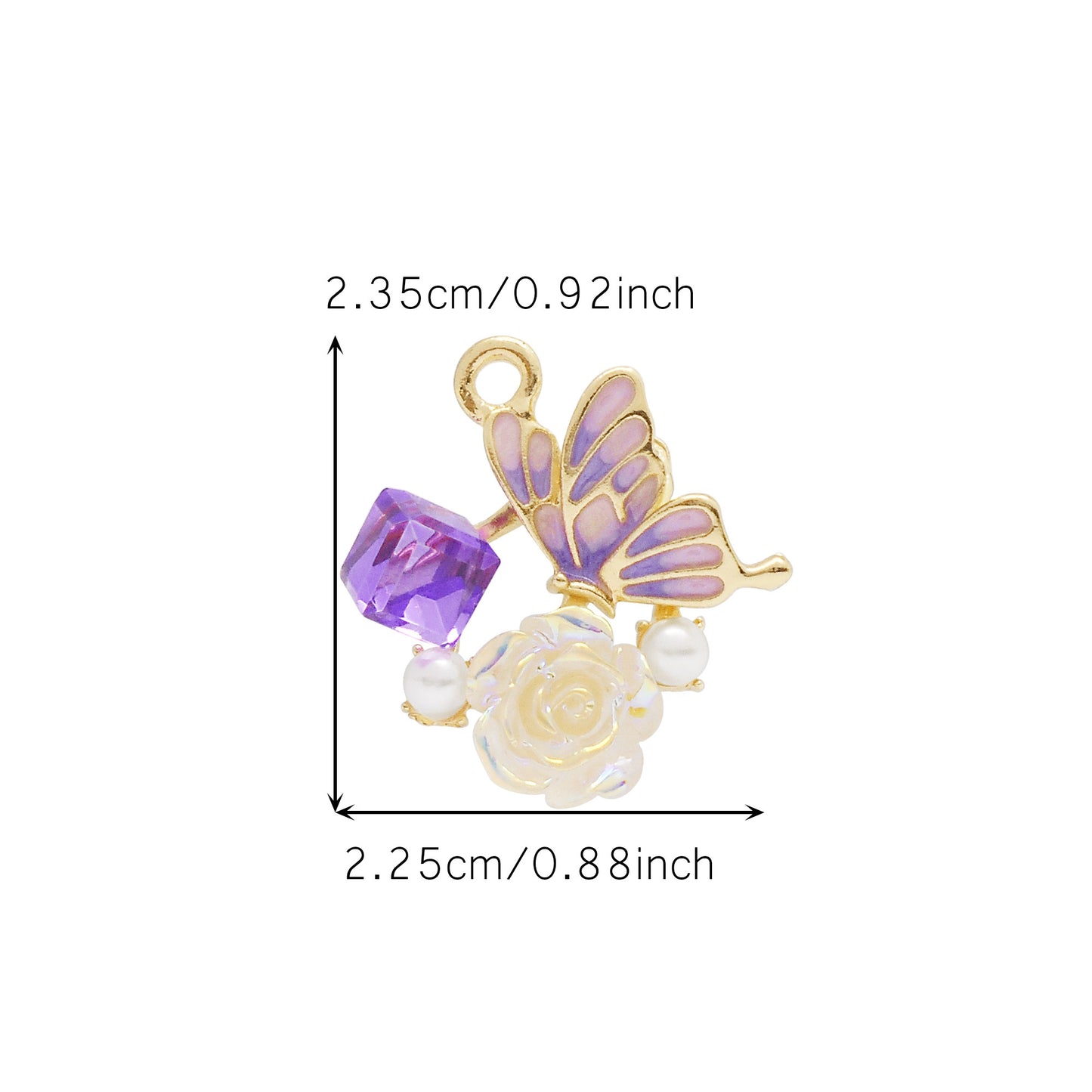 3Pcs Camellia Charm with Faux Pearl Crystal Rhinestone Butterfly Gathering Flowers Pendant Enamel Alloy Jewelry Making Accessory DIY Crafts Decor 23.5x22.5mm