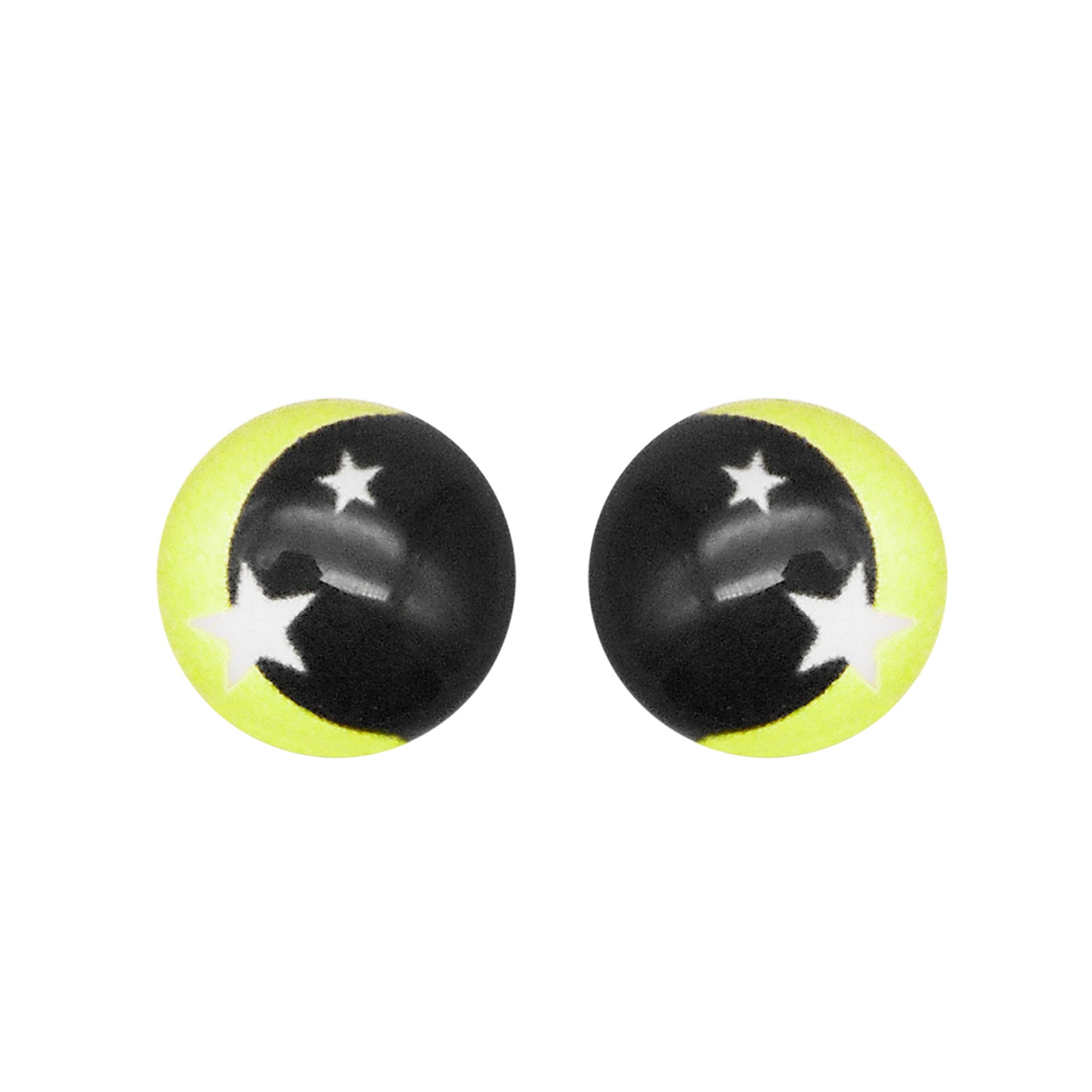 Glass Round Eyes Cabochon 6mm 8mm 10mm 12mm Dome Animal Toy Eyes Flat Back Star Pattern Design for DIY Doll Making Crafts Jewelry Decor