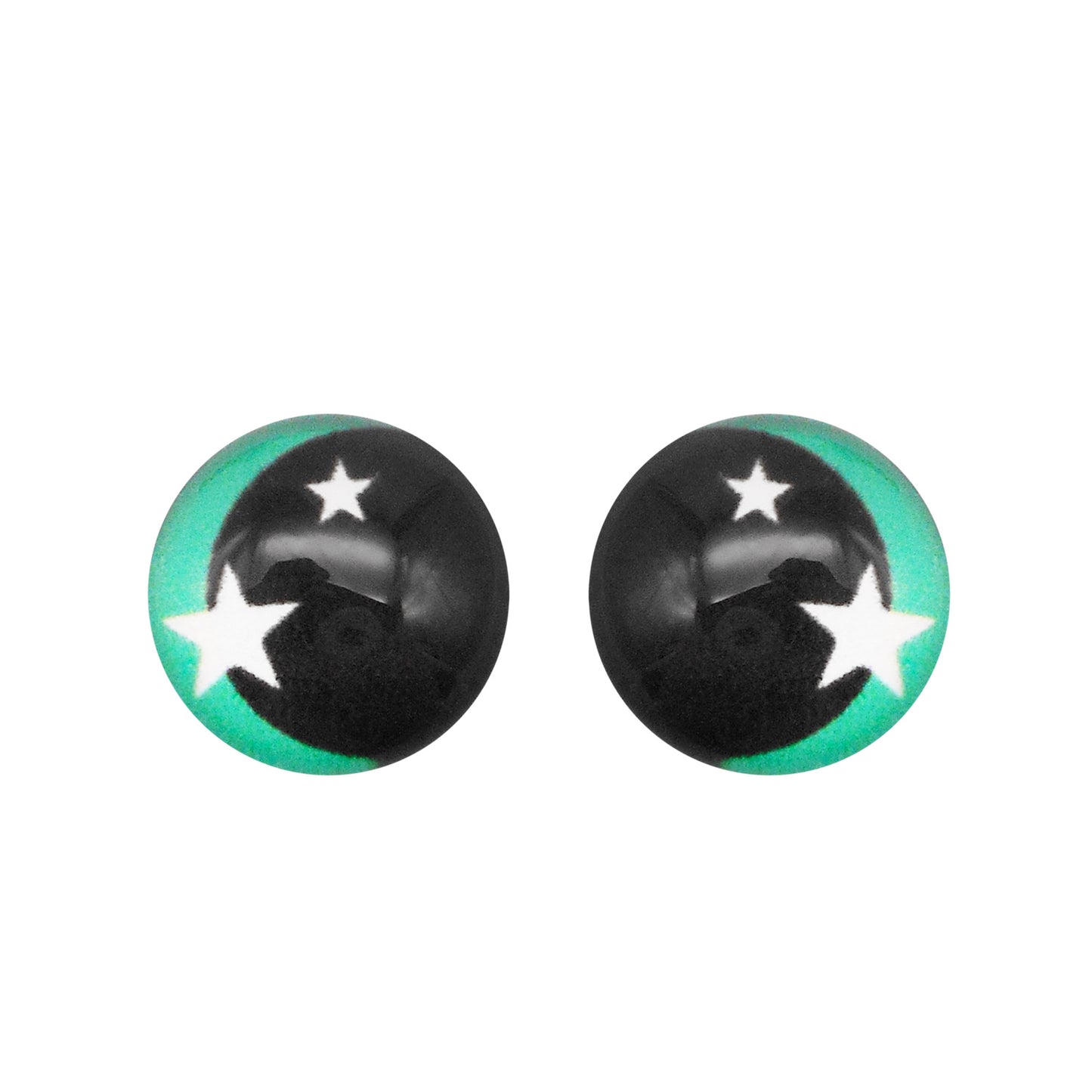 Glass Round Eyes Cabochon 6mm 8mm 10mm 12mm Dome Animal Toy Eyes Flat Back Star Pattern Design for DIY Doll Making Crafts Jewelry Decor