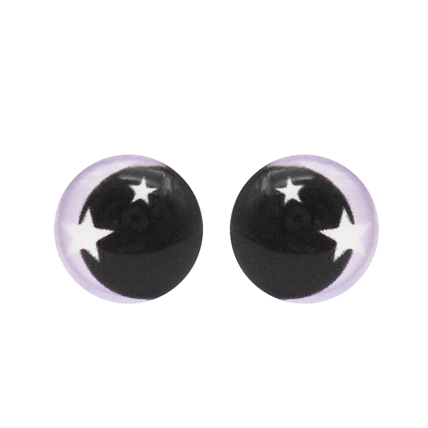 Glass Round Eyes Cabochon 6mm 8mm 10mm 12mm Dome Animal Toy Eyes Flat Back Star Pattern Design for DIY Doll Making Crafts Jewelry Decor