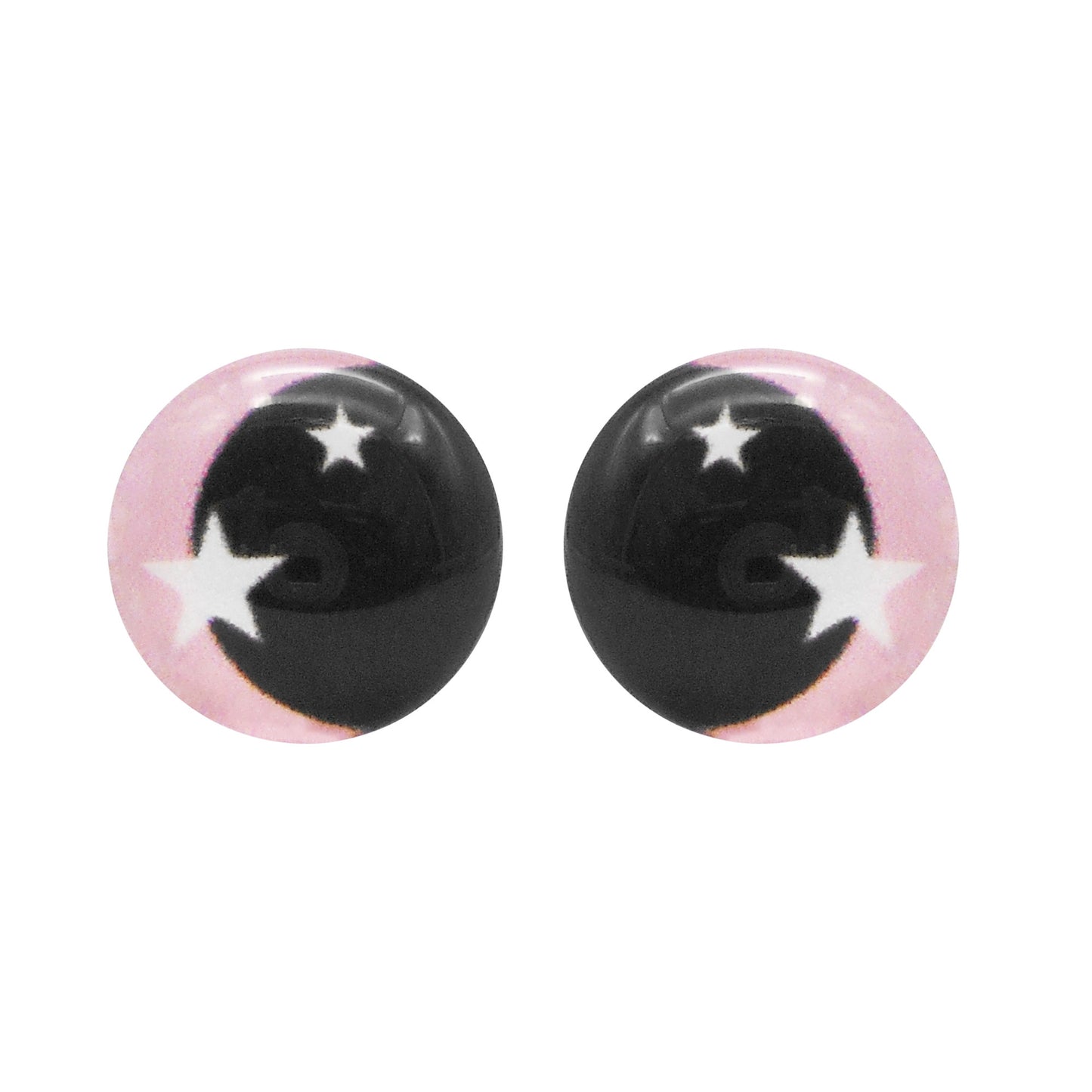 Glass Round Eyes Cabochon 6mm 8mm 10mm 12mm Dome Animal Toy Eyes Flat Back Star Pattern Design for DIY Doll Making Crafts Jewelry Decor