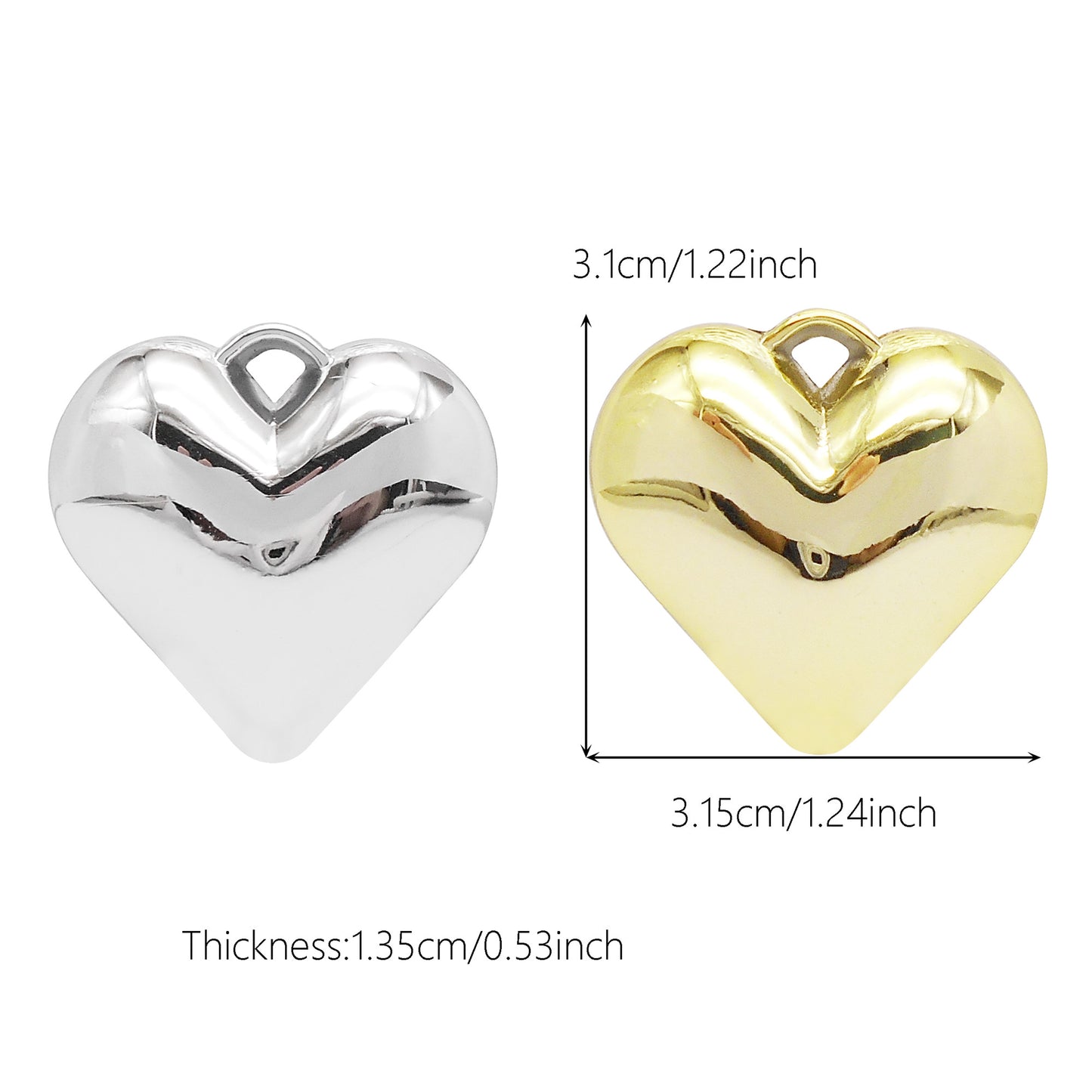 2Pcs 31x31.5mm Big 3D Love Heart Charm CCB Material Jewelry Pendant DIY Necklace Earrings Decor Supplies Handbag Dangle Making Accessory