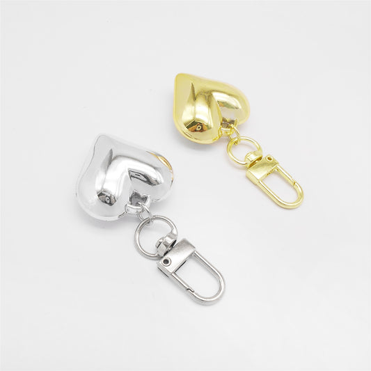 2Pcs 65x31.5mm 3D Heart Dangle Charm with Clasp - DIY Jewelry Pendant CCB Material Women Bags Purse Hanging Decor Key Chain Key Ring Making Supplies
