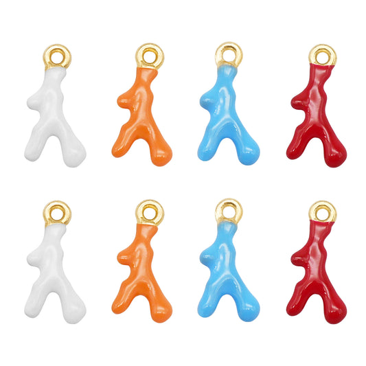 12Pcs Christmas Deer Antlers Charm Alloy Enamel Coral Branch Shape Pendant for Jewelry Necklace Bracelet Making DIY Crafts Decor Supplies 17x8.5mm
