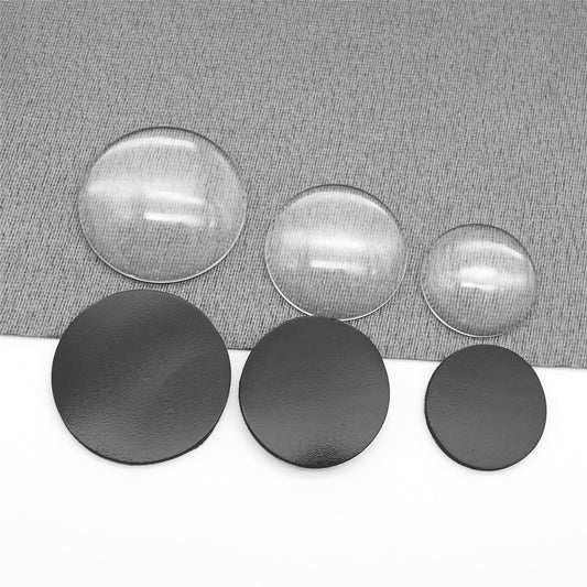 6pcs Self-Adhesive Round Stickers with Matching Glass Cabochons Flexible Rubber Patch 2.5/3/3.5cm Diameter Magnet Sheet for DIY Fridge Decor Phone Case Making Accessory & Wall Sticker