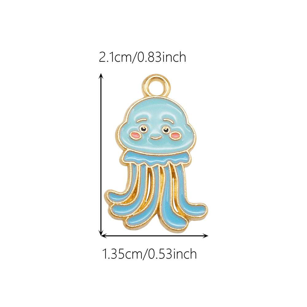 10Pcs Cute Enamel Marine Life Charm Whale Turtle Seahorse Shape Pendant Alloy - Summer Beach Holiday Collection Charms DIY Jewelry Making Accessories