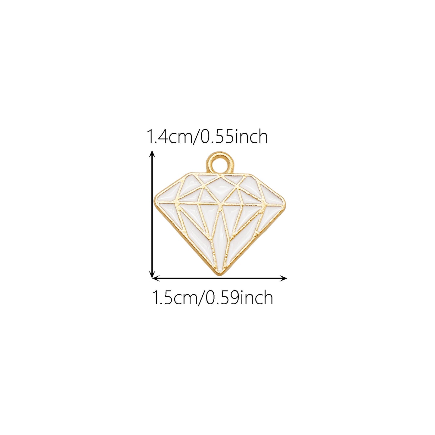 10Pcs 14x15mm Alloy Enamel Charms Diamond-Shaped Pendant Geometric Design for Earrings Necklace Decor, DIY Jewelry Making Supplies