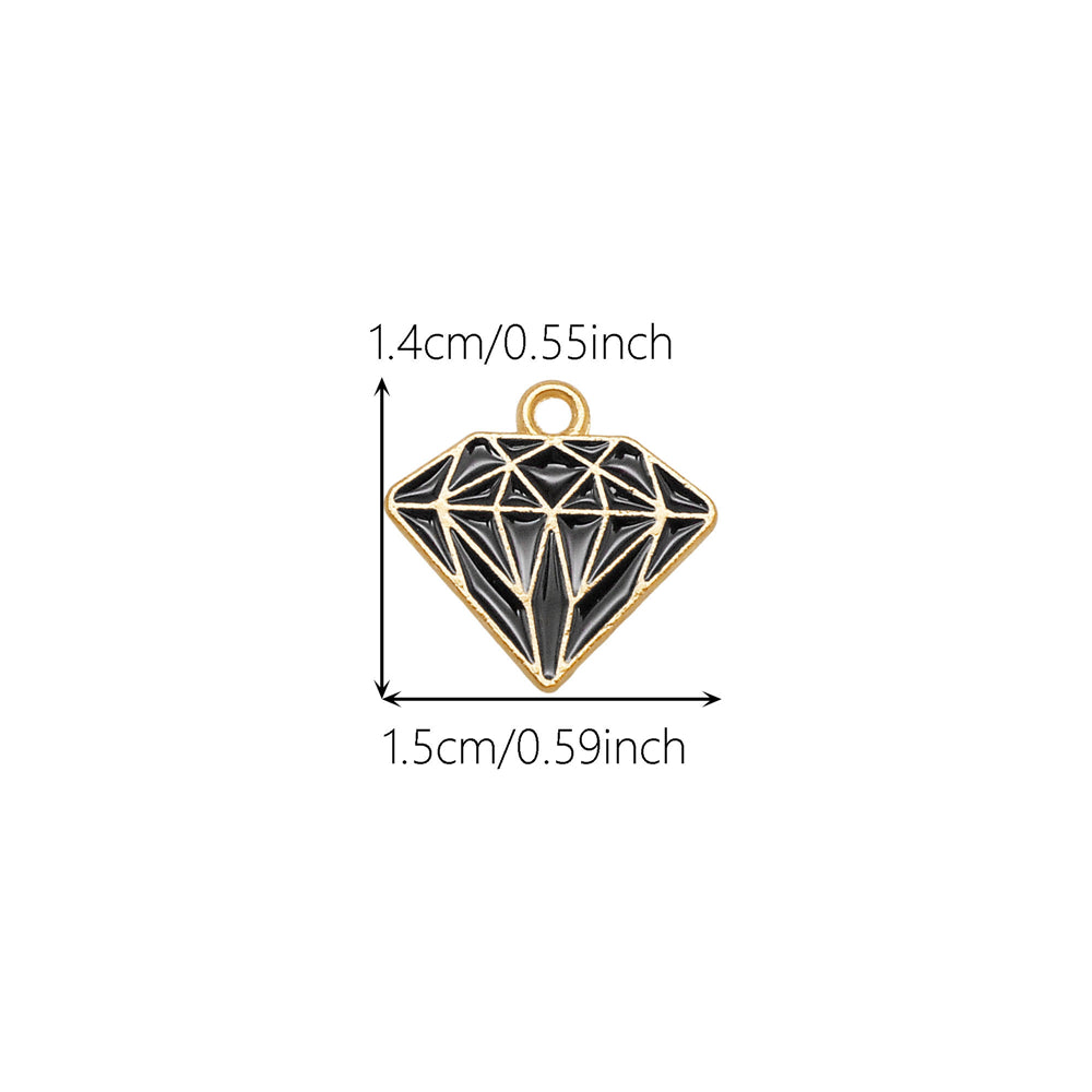 10Pcs 14x15mm Alloy Enamel Charms Diamond-Shaped Pendant Geometric Design for Earrings Necklace Decor, DIY Jewelry Making Supplies