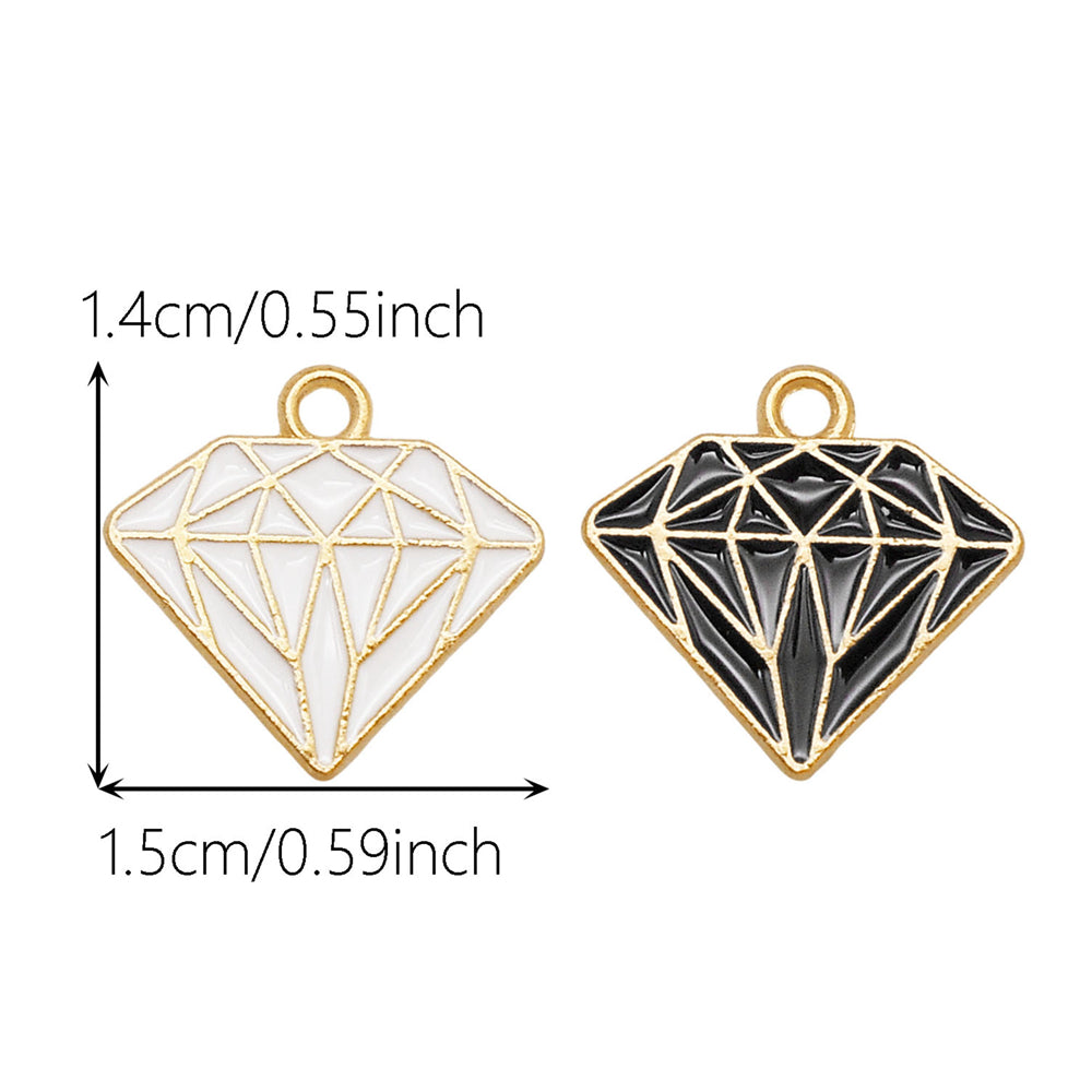 10Pcs 14x15mm Alloy Enamel Charms Diamond-Shaped Pendant Geometric Design for Earrings Necklace Decor, DIY Jewelry Making Supplies